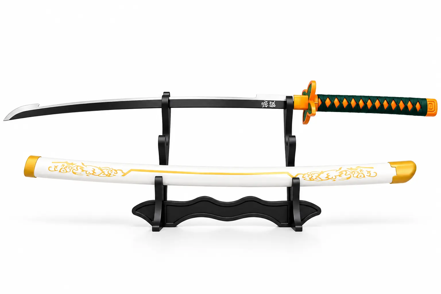 Black & Gold Katana – Green Handle